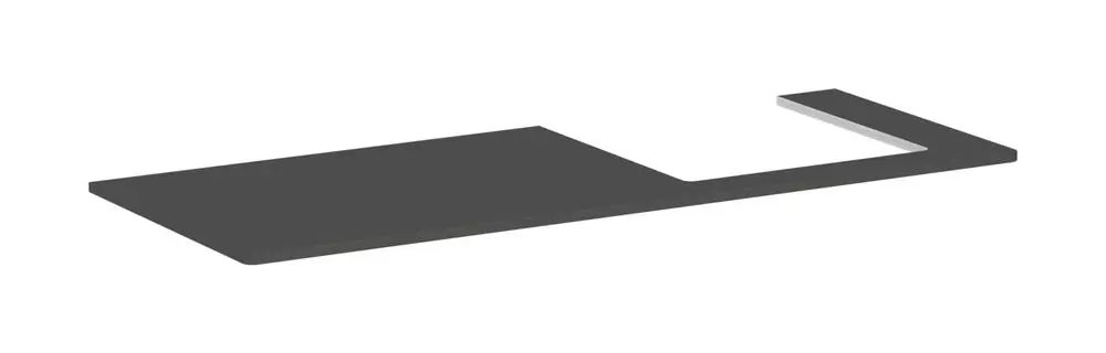 Hansgrohe Konsole in Diamantgrau mit Ausschnitt auf der rechten Seite, geeignet für einen Aufsatzwaschtisch. Flache, rechteckige Form ohne sichtbare Befestigungen.